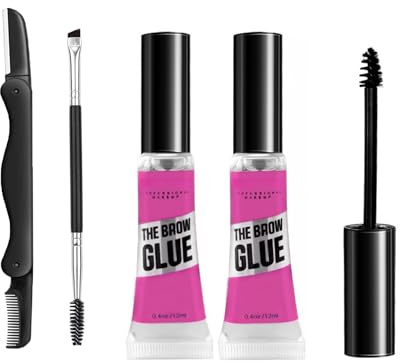 Waterproof Clear Eyebrow Gel Set, Fast Eyebrow Shaping,Long Lasting Transfer-Proof Extreme Hold Brow Glue (Transparent-2pcs 00#)