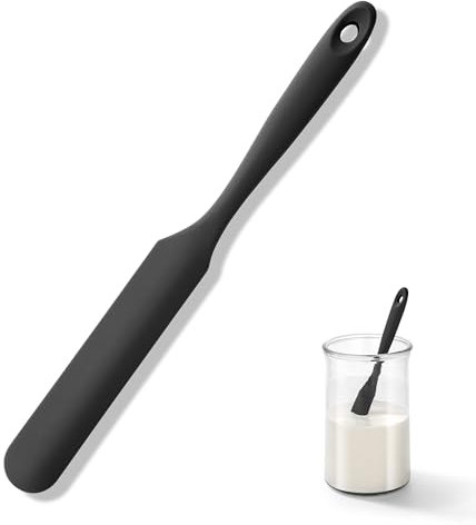 U-Taste Silicone Jar Spatula: 315℃ Heat Resistant Flexible Rubber Jar Scraper with Long and Slim Handle for Scraping Sauces Batters, Stirring Sourdough Starters, Fits for Small Containers (Black)