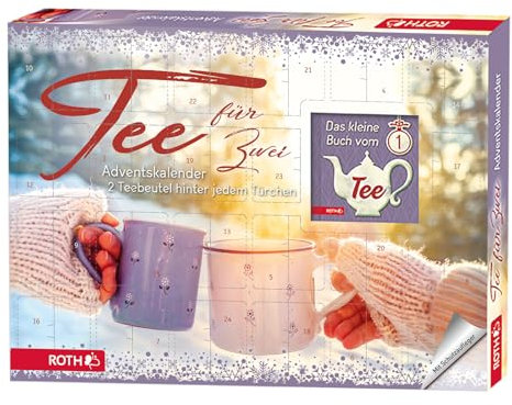ROTH Bio-Tee Adventskalender für Zwei 2025 – 24 x 2 Bio-Teebeutel in aromatischen Sorten mit Buch - nicht nur für Paare