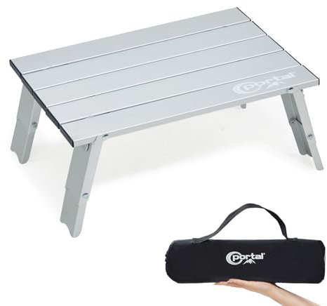 Portal Campingtisch Faltbar Klein Klapptisch Klappbar Esstisch 40x29x16cm Höhenverstellbarer Mini Gartentisch Ultraleicht für Camping Outdoor Balkon Garten
