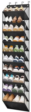 Cachpib Organisateur de chaussures à suspendre sur la porte, support à chaussures à suspendre pour placard, 10 niveaux de grande capacité avec 4 crochets métalliques, étagère à chaussures suspendue