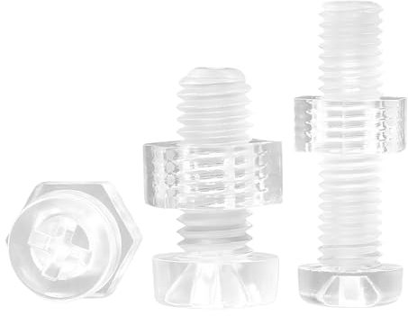 Qrity 20 Pezzi Viti Bulloni e Dadi Kit M4x20mm Viti a Croce, M4 Dadi Esagonali, Plastica Acrilica Trasparente Viti e Dadi in Kit, per Macchinari, Elettronica