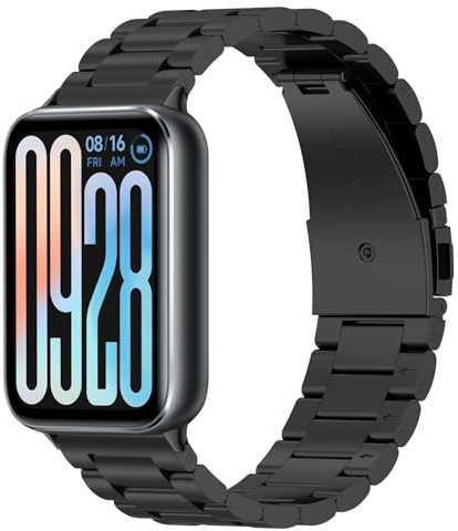 Metallarmband för Xiaomi Smart Band 10 Pro/Mi 9 Pro/8 Pro klockarmband | Rostfritt stål metall ersättningsarmband (svart)