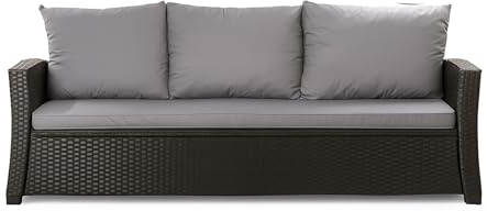 Setgarden® Cojín para banco, exterior para banco de jardín para banco de jardín, poliratán, cojín acolchado para exteriores, para banco de ratán, columpio de Hollywood (gris claro, 160 x 50 x 50 cm)