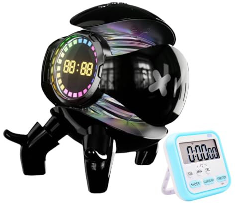 YHFITN Sveglia con altoparlante Bluetooth con radio FM, luci ambientali RGB, associazione TWS, supporto riproduzione TF/AUX/USB, altoparlante wireless per feste per casa, viaggi e campeggio (Nero)