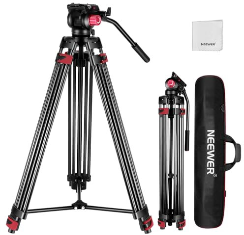 NEEWER 79 Camera Tripod with 360° Fluid Head, Heavy Duty Aluminum Alloy Video Stand with QR Plate Compatible with Canon Nikon Sony and Other DSLR Camera Camcorder, Load Up to 17.6lb, Cleaning Cloth