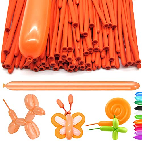 AUNGKWANG 100 Pezzi Palloncini Modellabili, Arancione Magici Palloncini Lattice, Lungo Palloncinis, MagiciPalloncini per Feste, Compleanni, Matrimoni Decorazione, Anniversari Decorazione