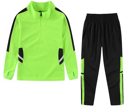 M2C Boys Color-Block 2 Piece Tracksuit 1/4 Zip Training Jacket and Pants 10-11 Green