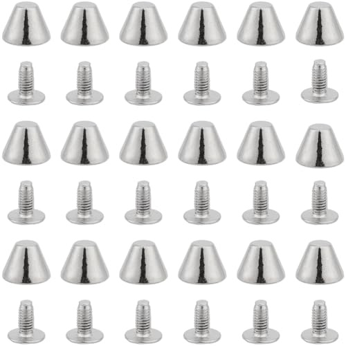 GORGECRAFT 30 uppsättningar 10,5 mm platt huvud metall solid skruv tillbaka dubbar punk silver nitar dubb handväska fötter metalliskt läderarbete spänne spikar för läder kläder jackor skor