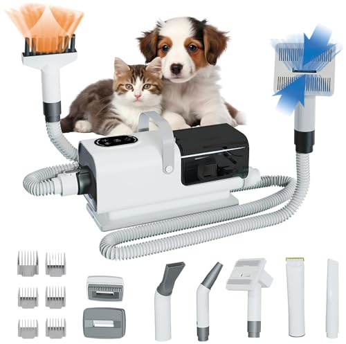 Tosatrice per cani con aspirapolvere, aspirapolvere per peli di cane 11500Pa, 2,2 l silenziosa ultra contenitore per lungo spessore, tosaerba cane gatto silenzioso, kit professionale toelettatura per