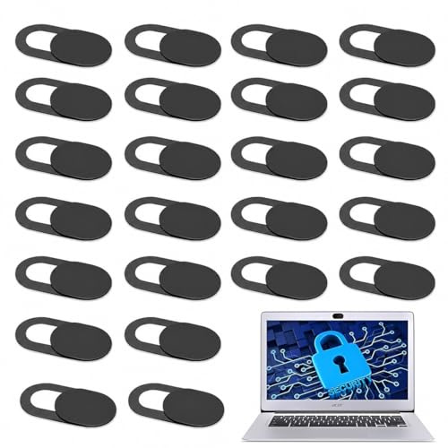 KYLOS 24 Pièces Cache Camera Ordinateur, Webcam Cover Autocollant Coulissant Ultrafin, 18Mm Taille, Noir, Pour Laptop, Pc, Smartphones, Tablettes
