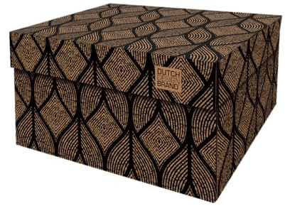 DDB Dutch Design Brand Dekorative Aufbewahrungsboxen mit Deckel – Größe: 38,9 x 31,8 x 21,1 cm – FSC zertifizierter recycelbarer Karton (Druck: Cordoba Schwarz, Black)