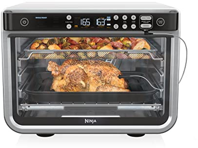 Ninja DT251 Foodi 10-in-1 Smart XL Air Fry Oven, Bake, Broil, Toast, Roast, Digital Toaster, Thermometer, True Surround Convection up to 450°F, includes 6 trays & Recipe Guide, Silver