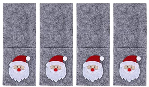 PRETYZOOM Weihnachten Besteckhalter Taschen Weihnachtsmann Muster Filz Rechteck Besteckbeutel Weihnachten Tisch Dekoration 4 Stück