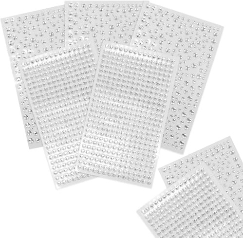 1725 particles Strass Autocollants Cristal,5pcs Strass Autocollant Diamant Cristal pour Strass Visage Maquillage Décoration Ongles Strass Bijoux DIY Scrapbooking