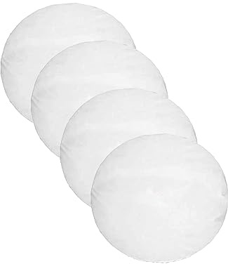 Extra Fill Plump Cushion Inner Pads (Pack of 4), Round (14) | 100% Hollowfibre Cushions Inners Fillers Scatters - Cushion Stuffer Inserts, Hollowfibre Pillows (White)