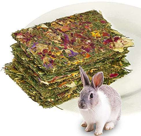 HGPOKLVT Rabbit Chew Toys, Chinchilla Treats for Dental Health, Natural Timothy Hay Chips Chew Treats,Small Animals Snacks for Rabbits, Hamsters, Bunny, Guinea Pig, Chinchillas (Timothy Hay*5)