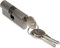 Cilindro cerradura tipo pera para puertas 30x30, embrague simple, bombín cerradura 5 pitones, leva larga, 3 llaves, niquel satinado,