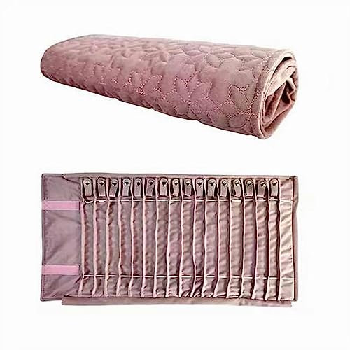 Borsa a Rullo per Organizer per Gioielli, Rotolo Pieghevole per Gioielliere Grande Capacità e Pratico Portatile,per Più Collane, Braccialetti (Flannel, Rosa)1
