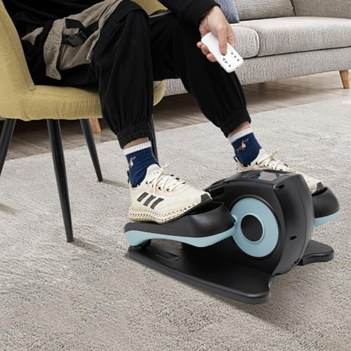 Elliptisk tränare med fjärrkontroll, fem justerbara hastigheter, fram- och bakåtrotationslägen, bärbara crosstrainer massagepartiklar kan användas för seniorer, ungdomar vuxna