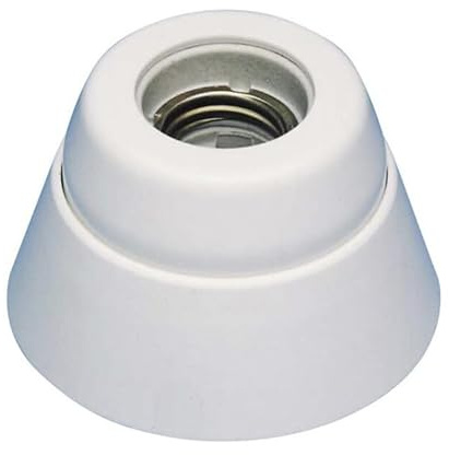Portalámparas E27 recto de porcelana, ideal para instalaciones eléctricas, adecuado para lámparas con base E27.