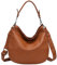 OBC Damen Tasche XXL Shopper Hobo Bag Schultertasche Crossbody Umhängetasche Beuteltasche Handtasche Crossover Leder Optik Cognac V1