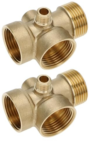 EMSea Conector de Tanque de Presión en T de Latón para Bomba de Agua de 5 Vías 2 Piezas Conexión de 1 Pulgada A 1/4 Distribuidor de Agua para Riego con Bomba de Agua Doméstica