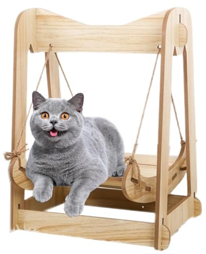 Amaca in legno per gatti – letto a dondolo per gattini – Amaca per cani di piccola taglia e gatti, amaca per animali domestici, amaca per gatti e cani
