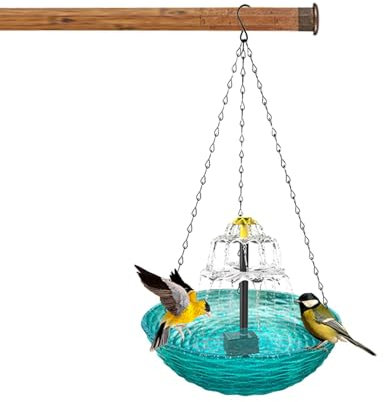 Fontana per uccelli, mangiatoia per uccelli da esterno con fontana, ciotola per uccelli da giardino, perfetta per cortile, balcone e spazi esterni, ideale per attirare uccelli e aggiungere fascino,