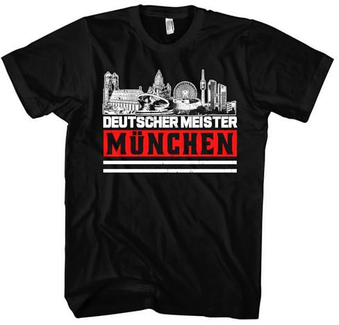 München Meister Herren T-Shirt | Shirt Sport Fussball Ultra Skyline Fanartikel Trikot | M1 Schwarz (XXL)