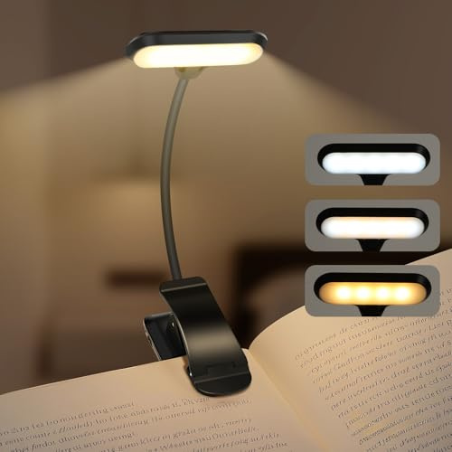 SUNBEBE Lampe de Lecture Rechargeable, Liseuse Clip 3 Modes Protection, 360° Cou Flexible, Pour Enrichir Chaque Instant De Votre Quotidien