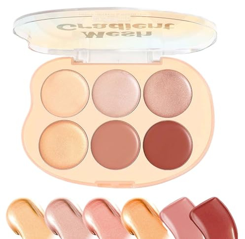Palette Blush e Illuminante | 6 Colori Multiuso,Cosmetici Crema Impermeabili a Lunga Tenuta per Donne e Ragazze