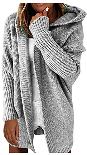 Cardigan da Donna con Cappuccio Cardigan Donna Invernale lungo Giacca Maglina Maglione Casual Manica Lunga Solido Elegante Sweater Giacche Aperto Davanti Cardigan Maglia Grossa Cappotto
