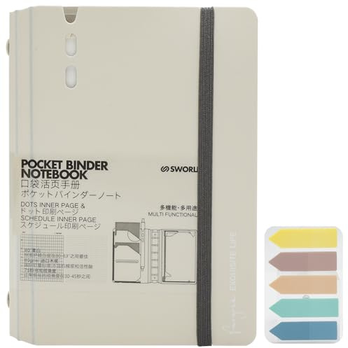 Quaderno A7 Ricaricabile con Elastico & note adesive Macaron – Organizzatore Pratico con 6 Anelli, Porta-Penne e Tasche per Ufficio, Viaggio, Scuola e Pianificazione Personale
