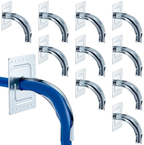 Otoolling 10 Pack 1/2 Inch Pex Bend Support 90 Degree, Galvanized Pipe Support Bracket for Pex Tubing, Heavy Duty Mounting Plate for Plumbing Installation