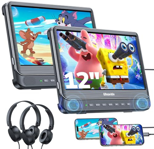 12 Deux Lecteur DVD Voiture,HDMI in,2 Lecteur DVD Portable indépendants | ecrans Prise en Charge de la Carte USB/TF, décodage HD,Non Batterie