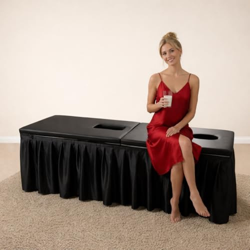 The MILKER: Midnight Edition | Bold Milking Massage Table with Dual Openings & Privacy Curtain
