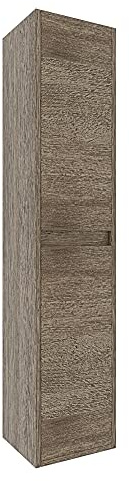Bricozone Colonna Bagno Sospesa Con 4 Ripiani E Doppia Anta Mobile Salvaspazio In Melaminico Rovere Scuro 140x30x25 5 Cm Design Moderno Per Bagno E Lavanderia
