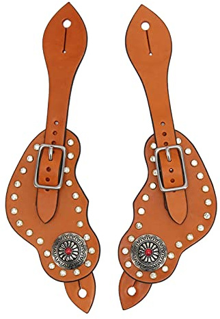 Zymothrix Correa de espuelas de Cuero Artificial, Correa de espuelas Ajustable Estilo Vaquero con Hebilla de Metal, Correa de espuelas marrón Estilo Vintage para Equipo de equitación y Botas
