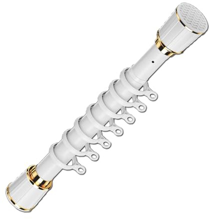 Justerbara gardinstänger 50–400 cm enkel installation teleskopgardinstänger tryckmonterad vit gardinspår perfekt för hem- och kontorsdekoration (360–450 cm)