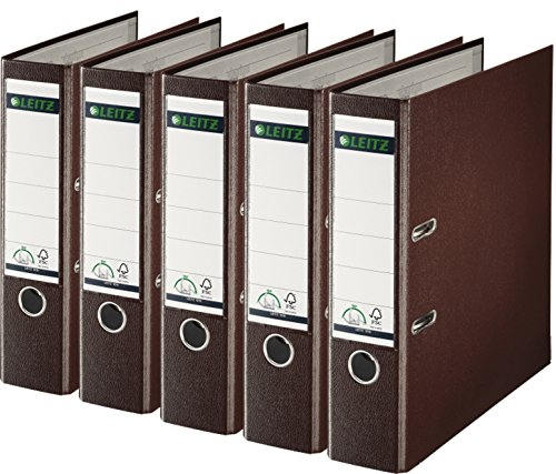 Leitz 1010-50 Qualitäts-Ordner Plastik-Cover (A4 breit| 5er Pack, braun)