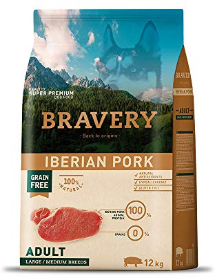 BRAVERY Iberiska grisköttor för hundar 12 kg storlek M/L