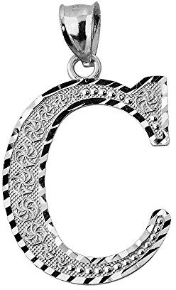 Claddagh Gold 925 Sterling Silver Initial Letter C Charm Pendant, 0.7
