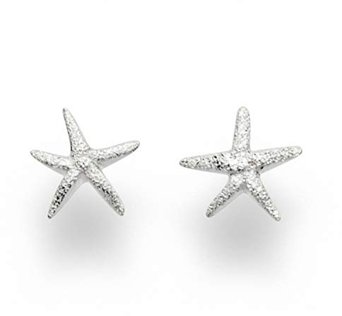 DUR Damen Seestern Ohrstecker aus Sterling-Silber in der Farbe Silber gefrostet, Maße: 10mm, O5152
