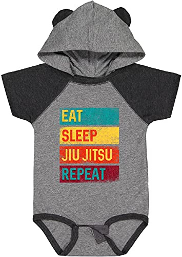 inktastic Eat Sleep Jiu Jitsu Repeat Baby Bodysuit 6 Months Heather & Smoke W/Ears 39c77