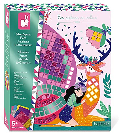 Janod - Coffret Mosaïques en Mousse Fées - Les Ateliers du Calme - Kit Loisir Créatif Enfant - Apprentissage Motricité Fine et Concentration - Dès 5 ans, J07960