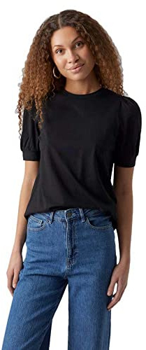 VERO MODA Vmkerry 2/4 O-neck Top Vma Noos, Camiseta Mujer, Negro, XXL