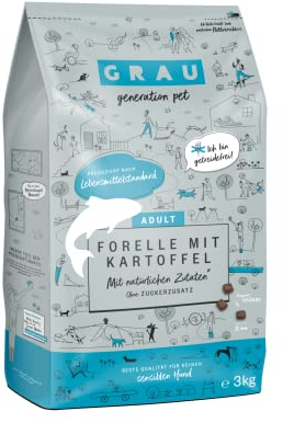 GRAU – das Original – Trockenfutter für Hunde - Forelle mit Kartoffeln (1 x 3 kg), getreidefrei, für sensible, erwachsene Hunde