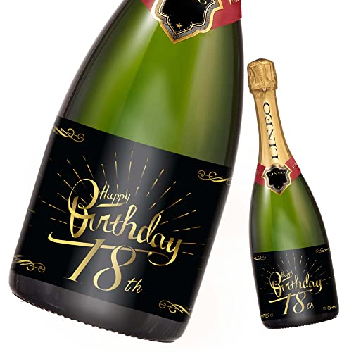 2 Stück Geburtstags-Flaschenetikett; Happy Birthday Etikett für Sekt- & Weinflaschen selbstklebend; Geburtstags-Geschenk für Männer & Frauen (14,8 x 10,5 cm) (18. Geburtstag)
