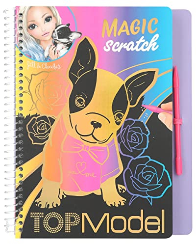 Depesche 12410 TOPModel - Magic Scratch Book mit 20 Seiten Kratz-Motiven, Büchlein mit buntem Farbverlauf und Kratzstift